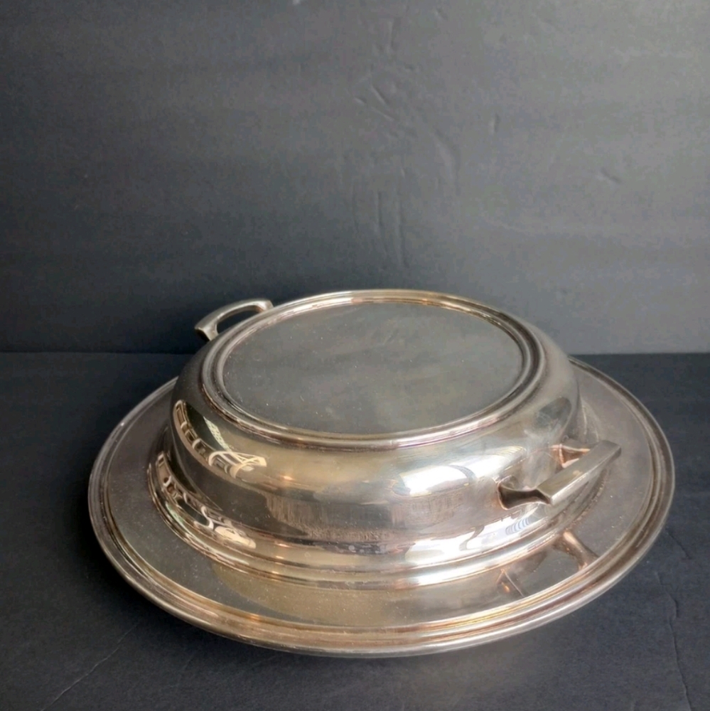 Sheffield Silver Plate Vintage 3 Pc. Dish Covered Divided